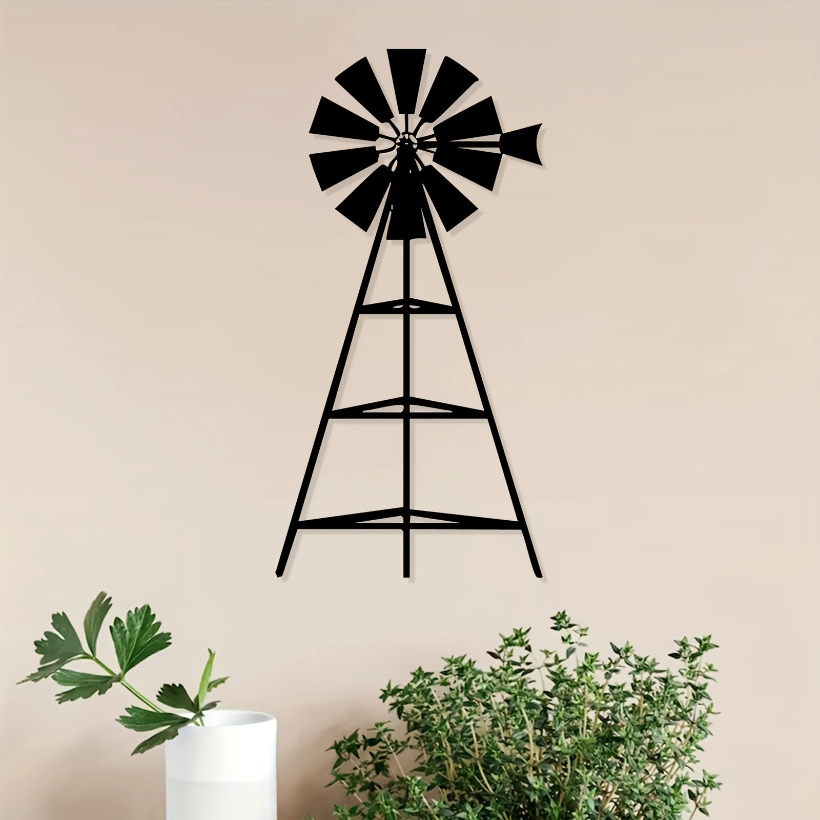 Vintage Windmill Metal Wall Art, Weather Resistant Wrought Iron Decor for Garden Patio, Holiday Gift