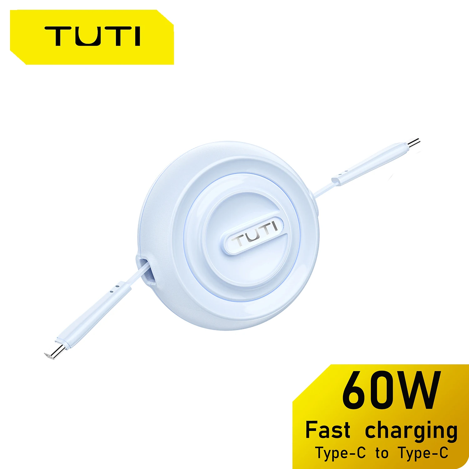 TUTI USB C to USB C 60W adjustable length phone charger cable for iPhone MacBook iPad Pro Samsung Galaxy Pixel fast charger