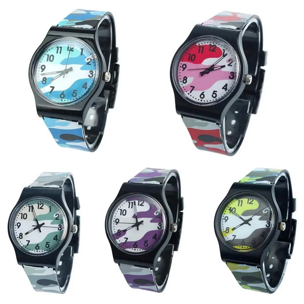 Children Kids Watch Round Dial Plastic Strap Analog Quartz Wrist Watch Gift