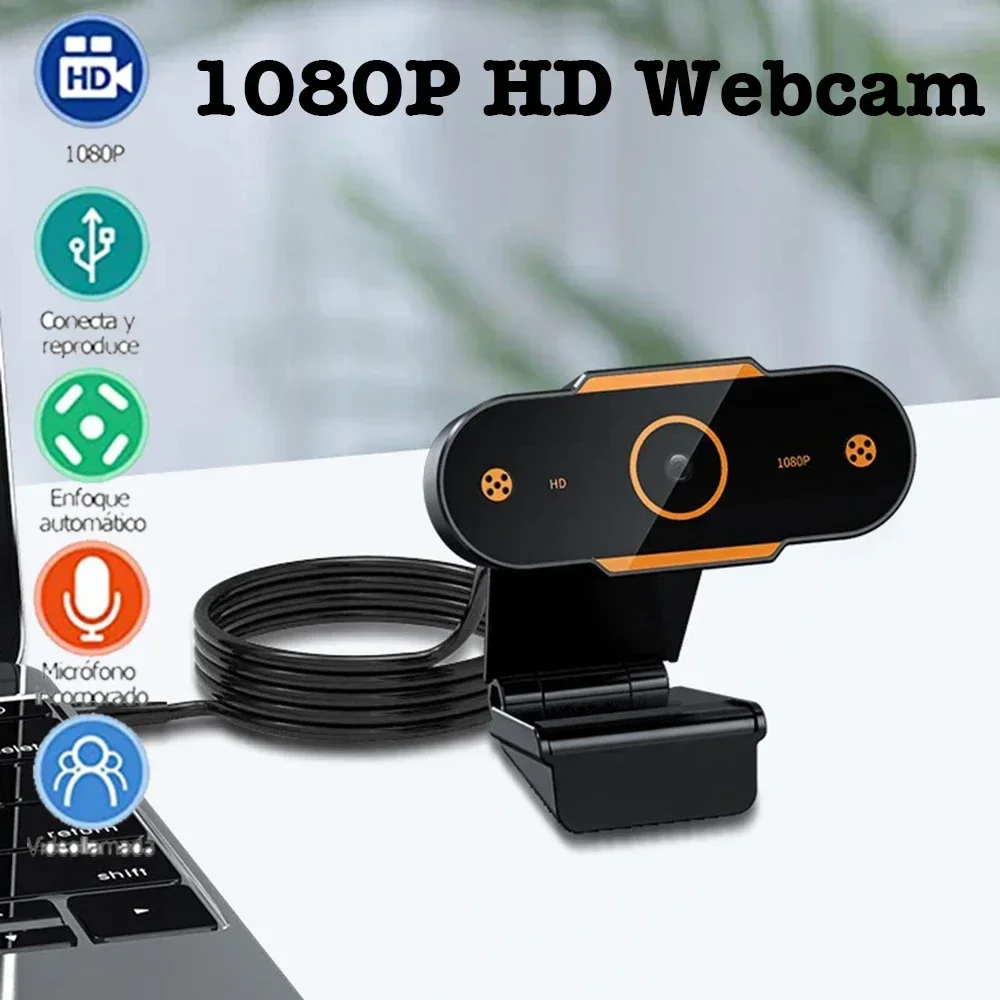 1080P HD Webcam Camera Auto Focus Webcam CMOS USB Computer PC Camera with Mic for Video Calling Network Teaching Office Meeting