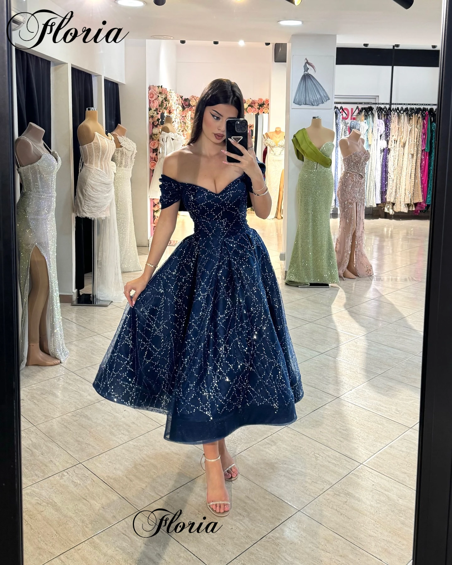 Navy Blue Tea-Length Cocktail Dresses A-Line Sweetheart Backless Prom Dresses Birthday Party Gowns 2025 Vestidos De Cóctel