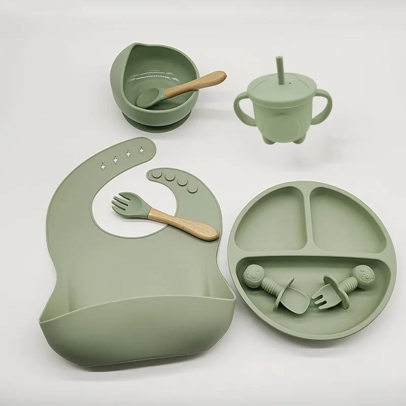 

Children's tableware set, baby food supplement, diet training, silicone tableware, baby sucker, maternal and child supplies.