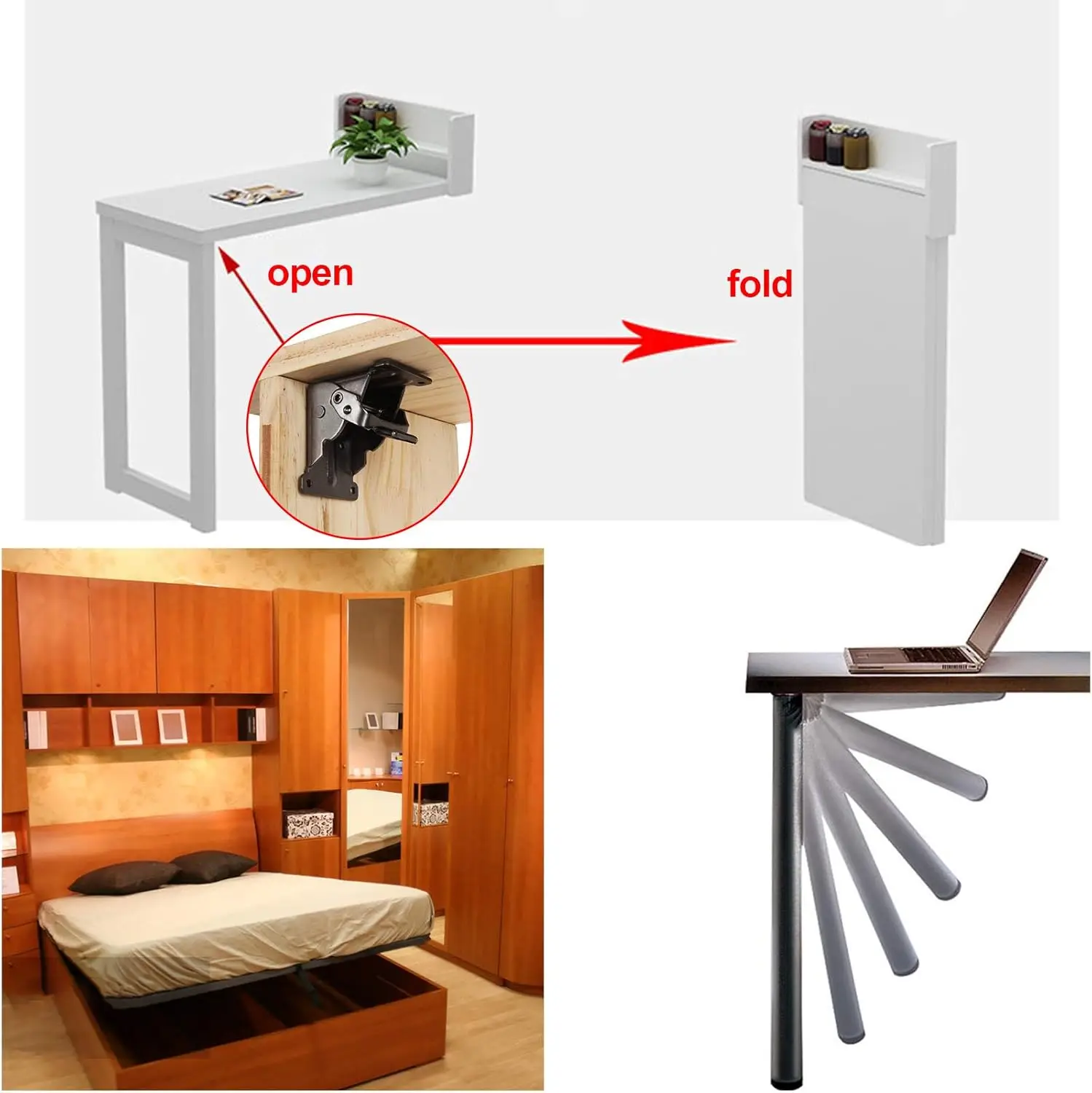 4/8 Pcs Table Leg Folding Brackets Lock Extension Support Bracket Foldable Self Lock Hinges for Table Legs, Bed Leg, Workbench