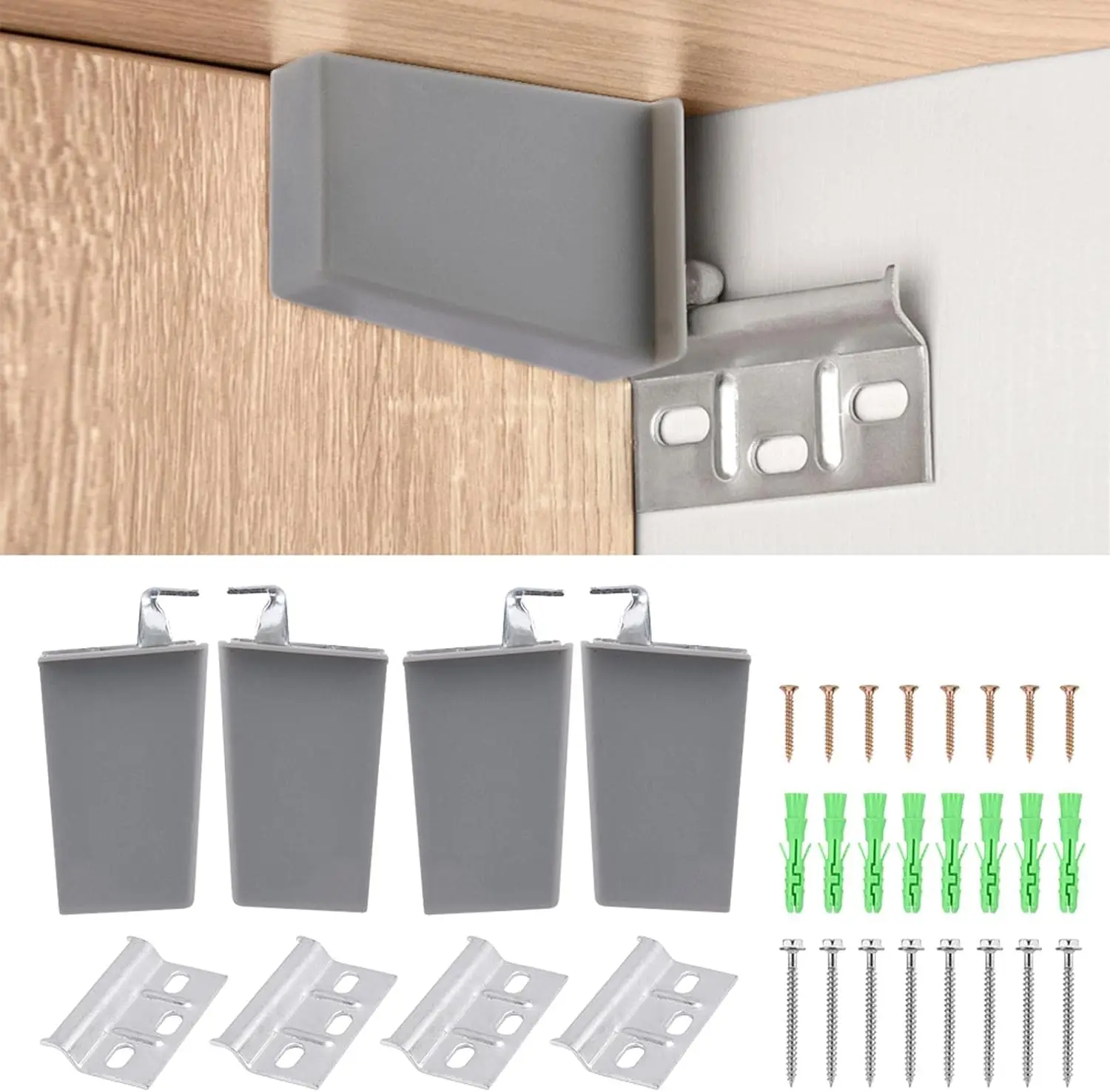 4pack Heavy Dut Durable Cabinet Brackets,90 Degree Metal Shelf Cabinet Hanger Bracket,for Bathroom Furniture Bookshelf(Grey)