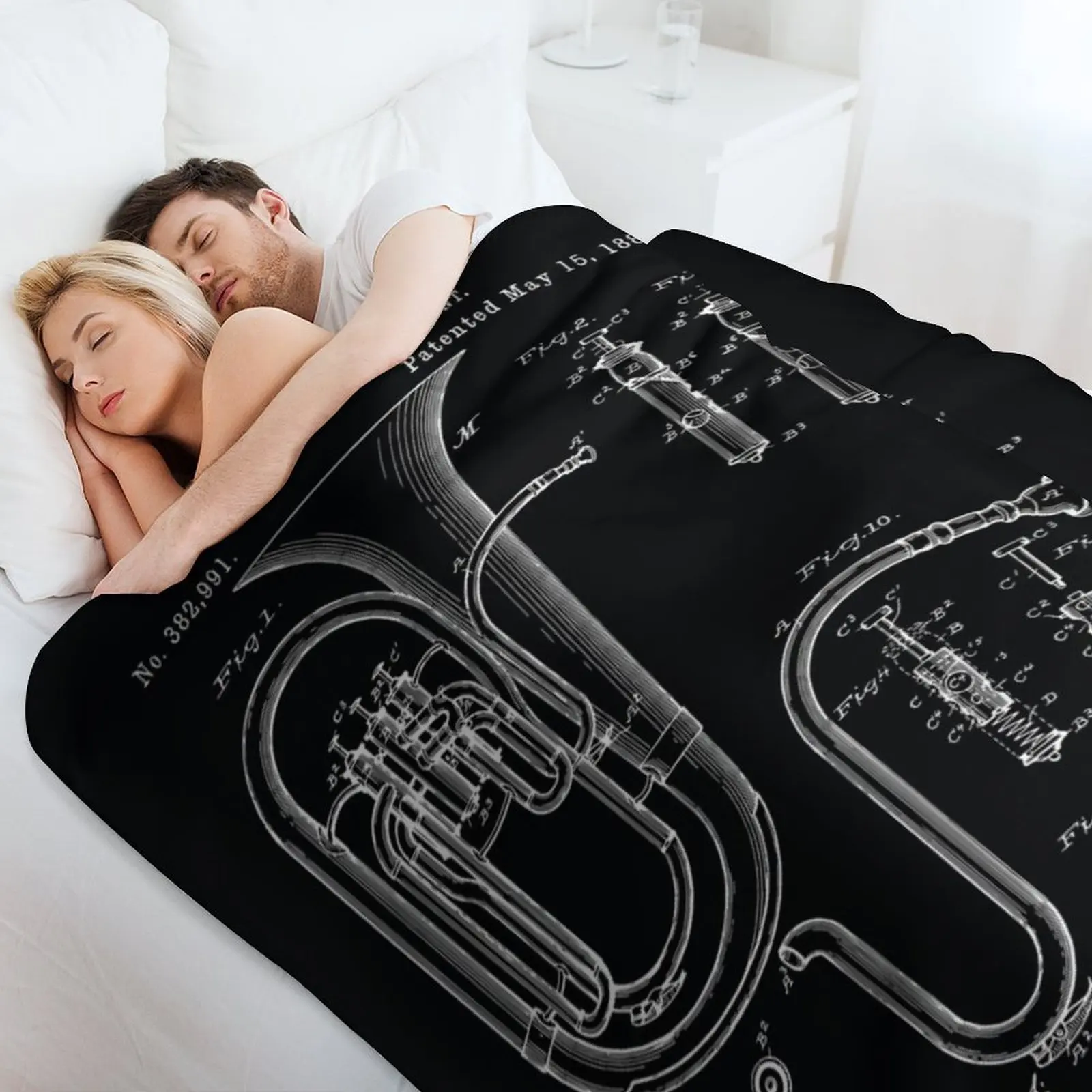 Tuba Blueprint Throw Blanket Blankets For Baby Hair Blankets Sofas Of Decoration Thins Summer Furry Blankets 4