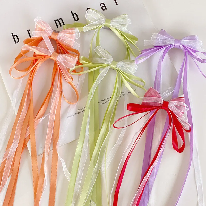 Cinta de lazo de tela de Color sólido, tela trenzada para el cabello para niña, horquilla con borla de alto valor, accesorios para el cabello a la moda para niña