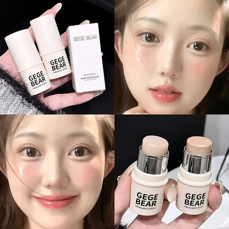 Evidenziatore idratante a luce d'acqua trasparente Stick Champagne Pasta ad alta lucentezza Viso e corpo Schiarente Trucco naturale Bronzer Blush