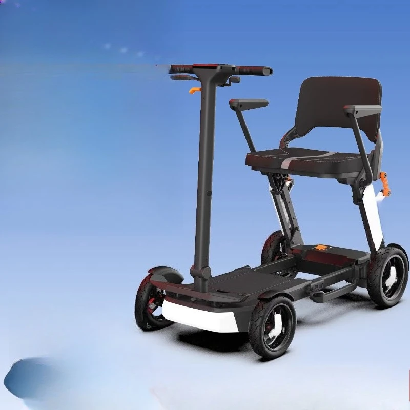 Elderly electric scooter, smart and lightweight, foldable travel, can get on the plane, high-speed rail four-wheel scooter