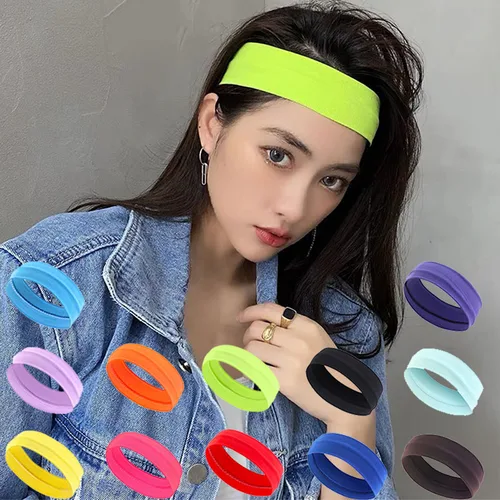 Banda para el cabello deportiva de verano para Unisex, Color brillante, para correr, Yoga, maquillaje, banda para el cabello, absorbe el sudor, accesorios para el cabello