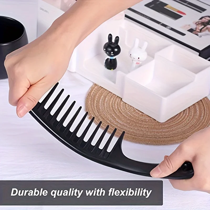 1/4 breite Kämme mit weiten Zinken, antistatisch, robuster ABS-Kunststoffgriff, für glattes Haar, geeignet für dickes, langes und lockiges Haar. – Detail 4