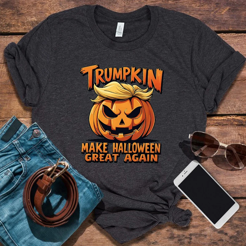 

Halloween Trumpkin Make Halloween Great Again T-Shirt Halloween Shirts for The Family Funny Trendy Tops