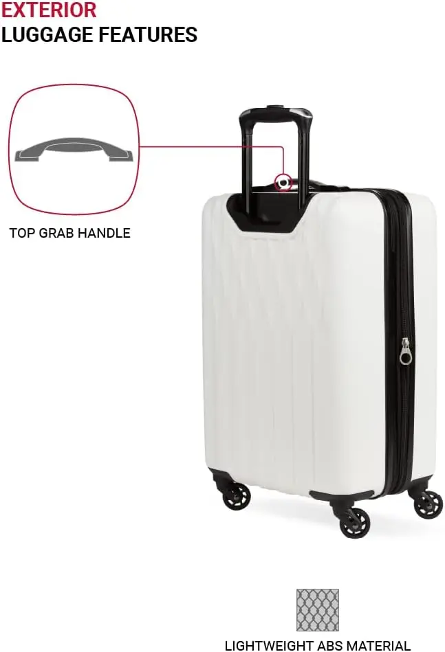 Bagagem expansível hardside com rodas do spinner, bagagem de mão, branco, 818, 2"