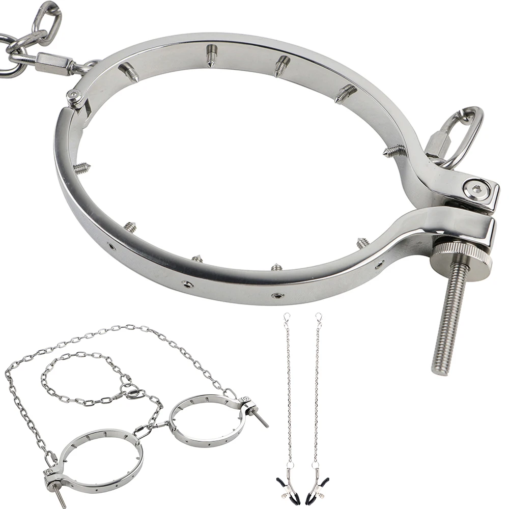 QKKQ Stainless Steel Chest Locking Stimulator With Nipple Clamp Breast Bondage For Women Sexy Tools Nipples Clip Couple Flirting