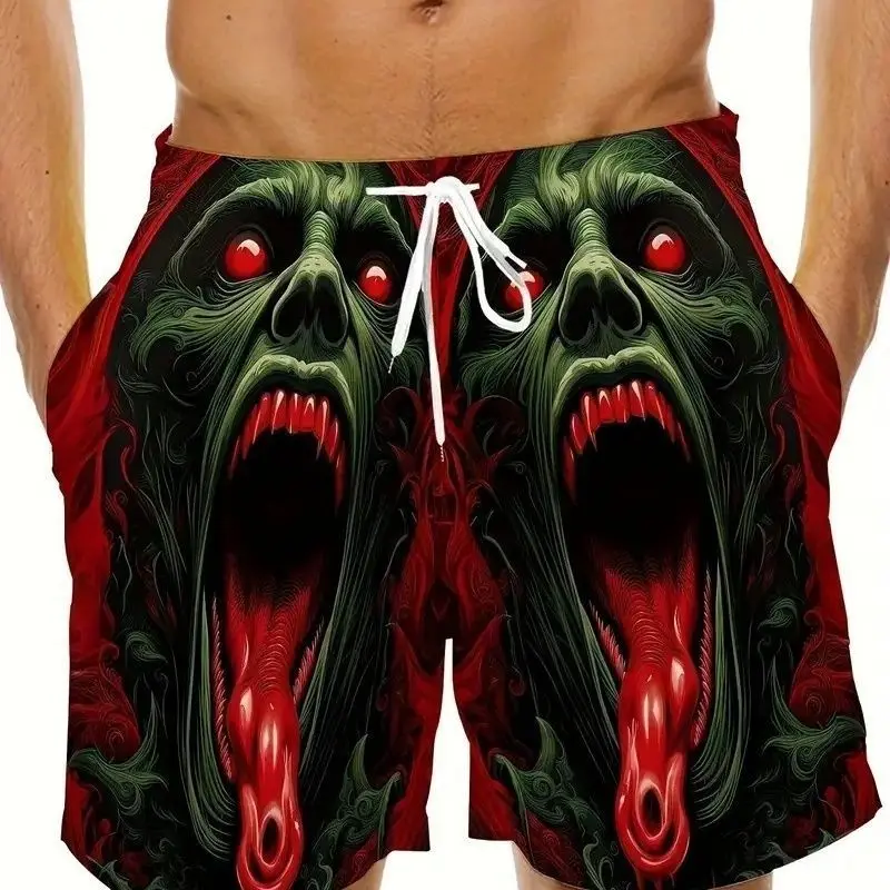 

Summer Loose Mens Shorts Cartoon 3D Printed Casual Beach Sports Wear