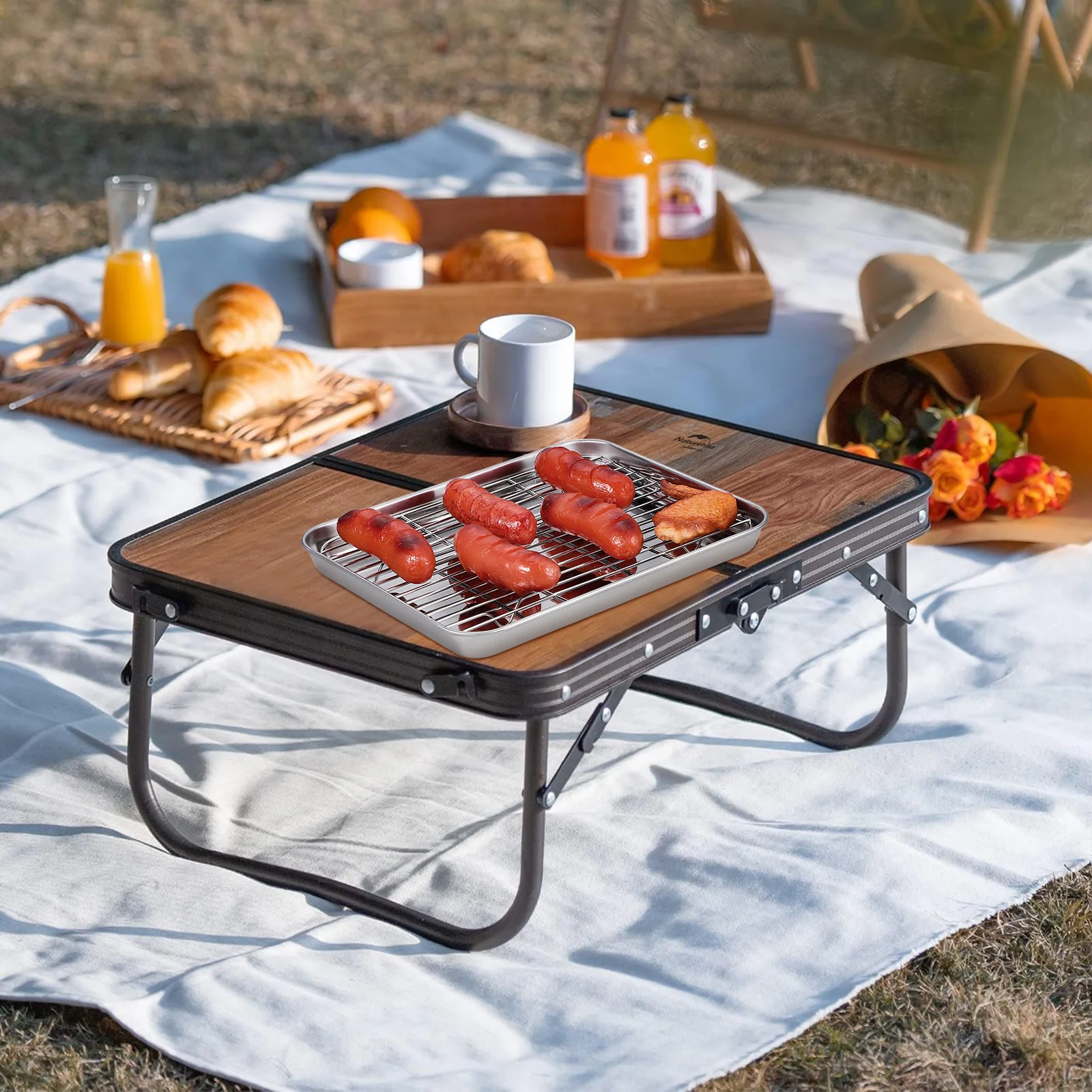 

2 Pieces Rectangular Baking Sheet Set Stainless Steel Tray Removable Cooling Rack Dishwasher Safe Heavy Duty Baking Pan Sheets