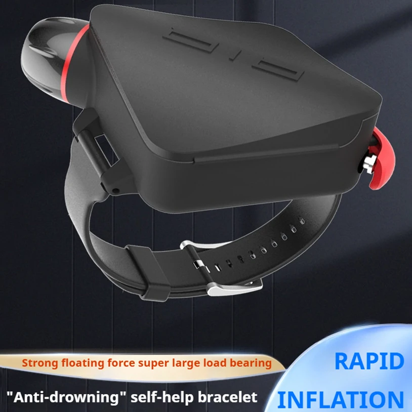سوار أمان قابل للنفخ 1s، سوار نجاة من مادة TPU بوزن 100 كجم مع بوصلة ثاني أكسيد الكربون، تعويم طوارئ مقاوم للماء للقوارب/الصيد #1