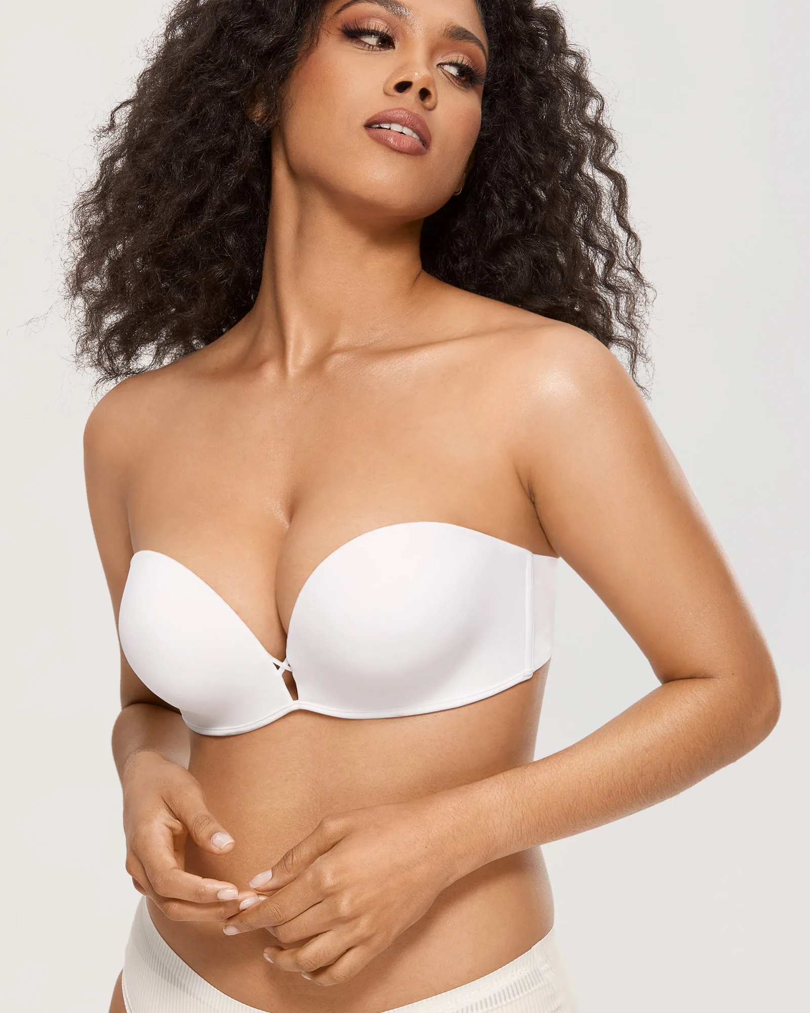 Women's Push Up Strapless Bra Convertible T-shirt Underwire Add-2-Cup Bandeau Invisible Bras Half Cup