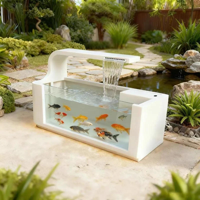Stainless steel outdoor landscape wall courtyard water table water circulation pool garden background wall courtyard