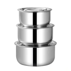 2/3pcs Stainless Steel Soup pot Stock Pot Set with Lid Kitchenware Stew Pot Cooking Tools Cookware Kitchen Accessories