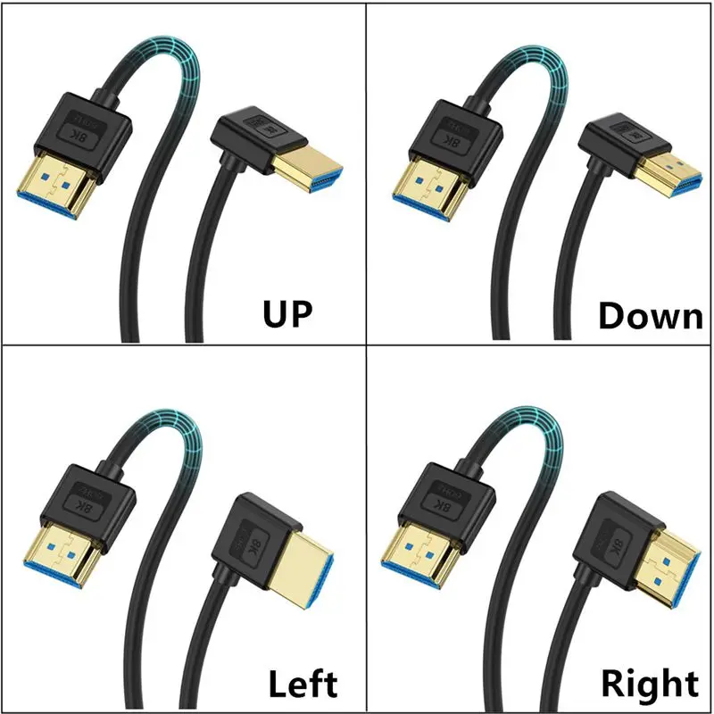 Silikonowe kolanko kompatybilne z HDMI wersja 2.1 Elastyczny cienki drut Obsługuje rozdzielczość 10K 96 Hz Kompatybilny z 8K 60 Hz 4K 240 Hz @ 4K 144 Hz