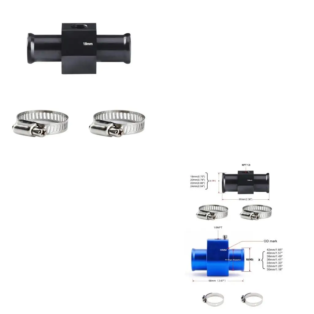 

Temperature Hose Adapter Attachment Hose Clamps Water Temperature Meter Joint Pipe Radiator Adaptor Gauge Joint