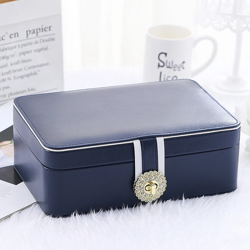 Button PU Leather Travel Jewelry Boxes For Women Girls Portable Jewelry Box Storage For Earrings Necklaces