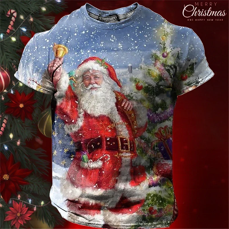 Christmas Men's 3D Print T Shirt Sports Casual Outdoor Streetwear Short Sleeve Crew Neck Top Tees Pullover Oversized Clothing