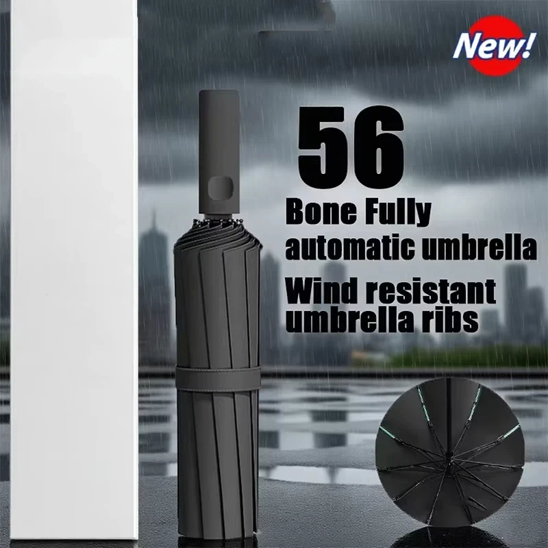

Fully Automatic 56 Bones Double-Rib Sun Rain Umbrella Windproof Design Suitable for the Whole Family Portable for Travel