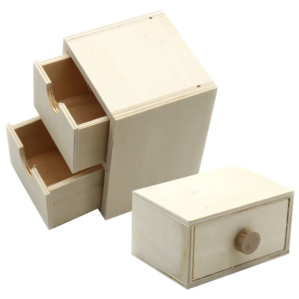 Cajones pequeños de madera sin pintar, cajones pequeños de madera en blanco, cajones pequeños DIY, cajón pequeño en blanco, 2 uds.