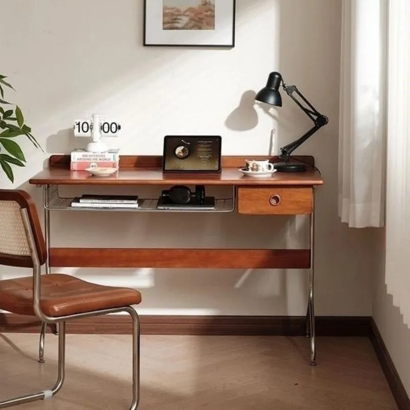 

Medieval apple wood color home desk retro office computer desk Nordic table small apartment simple writing desk