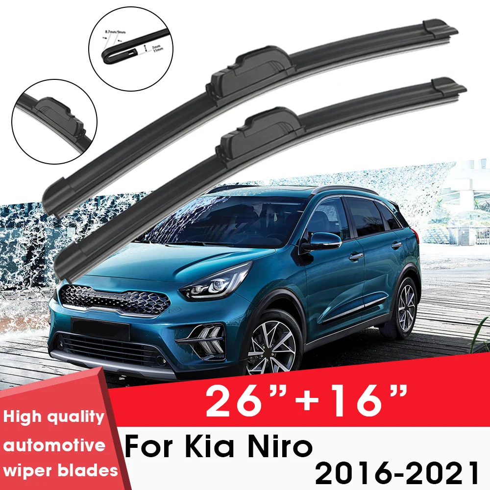 

Car Wiper Blade Blades For Kia Niro 2016-2021 26"+16" Windshield Windscreen Clean Naturl Rubber Cars Wipers Accessories