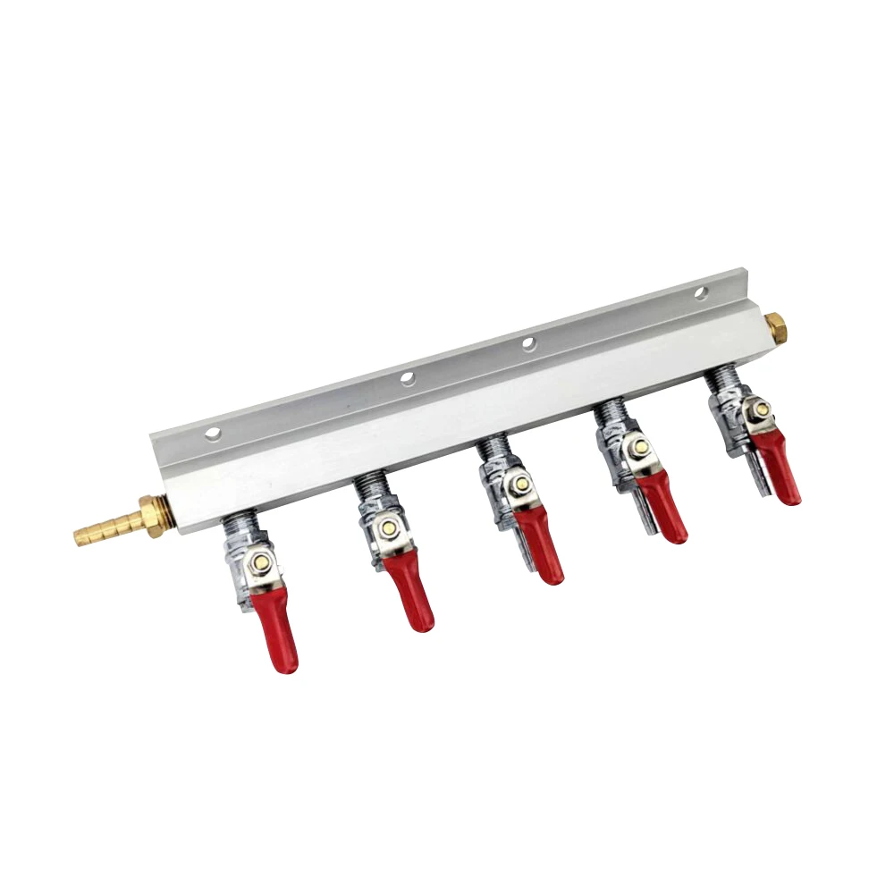 KegLand 5 Output / 5 Way Gas Manifold Distribution CO2 Splitter W/ Check Valves Beer Home Brewing Equipment