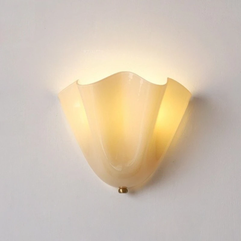 

Copper LED Wall Lamp Glass Shell Retro Luxury Wall Light Corridor Restaurant Living Room Lighting Lamps Home Decor Items Lights