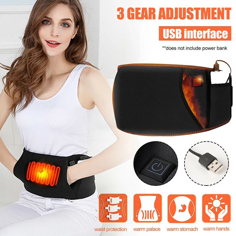

USB electric heating lumbar back support pad heating lumbar warm pain relief far infrared hot compress