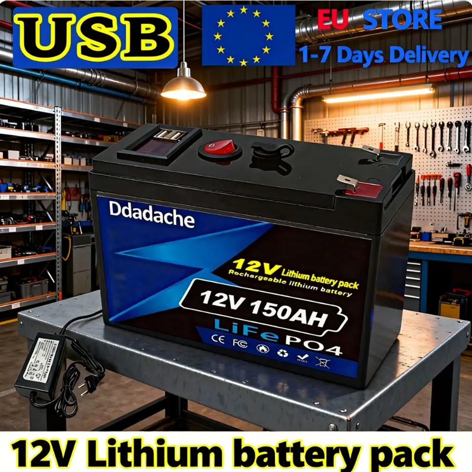 🎀 Batterie au lithium rechargeable LiFePO4 12V 150Ah, BMS intégré, idéale pour les jouets à piles, les panneaux solaires, les détecteurs de poissons, les voitures électriques