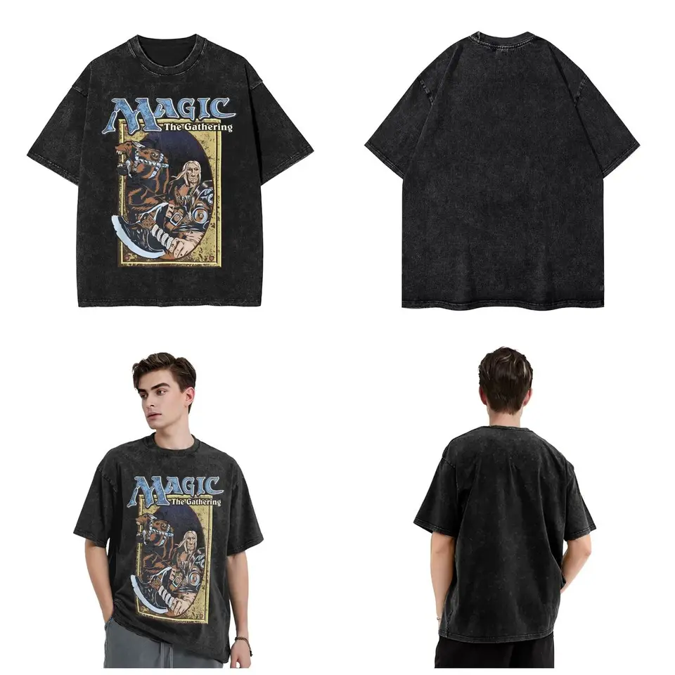 mtg MAGIC:THE GATHERING 半袖Tシャツ L Magic Games Gathering MTG T Shirt Hip Hop Washed Short Sleeve