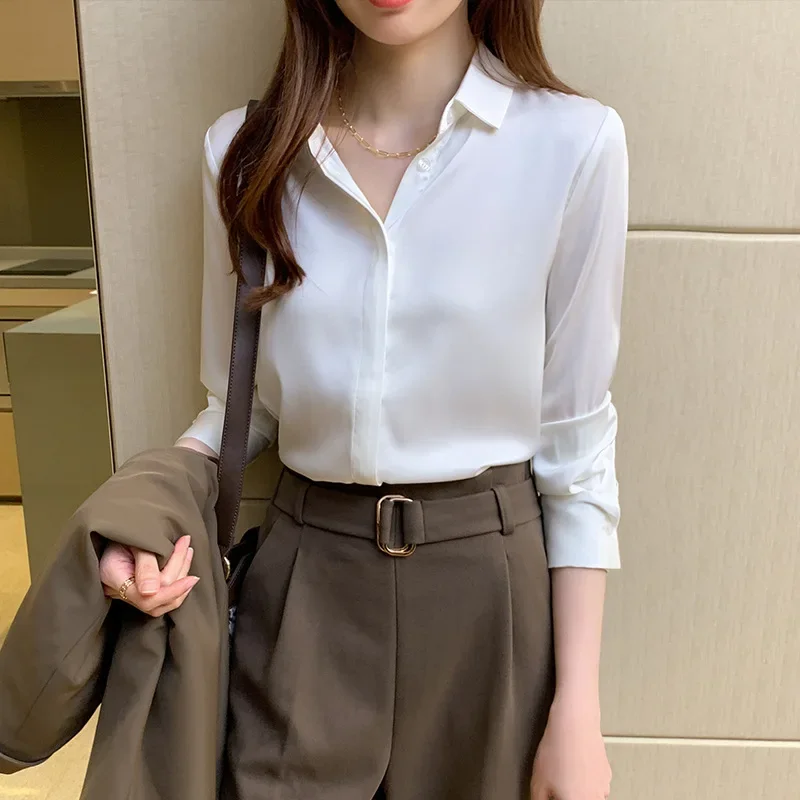 Long Sleeve Shirt Women 2024 Spring Design Chiffon Shirt Women's Senior Sense Shirt E3293