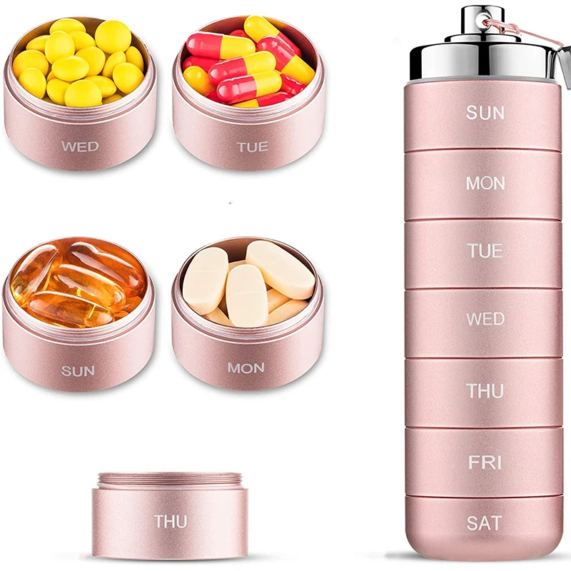 Portable High-capacity Pill Case For Travel Metal Pill Organizer Waterproof Pill Box Container Medicine Bottle Organizer Weekly