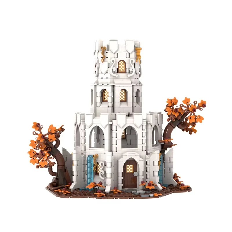 1470 piezas MOC arquitectura medieval torre de mago blanco modelo DIY montaje juguetes de bloques de construcción regalo de cumpleaños para niños