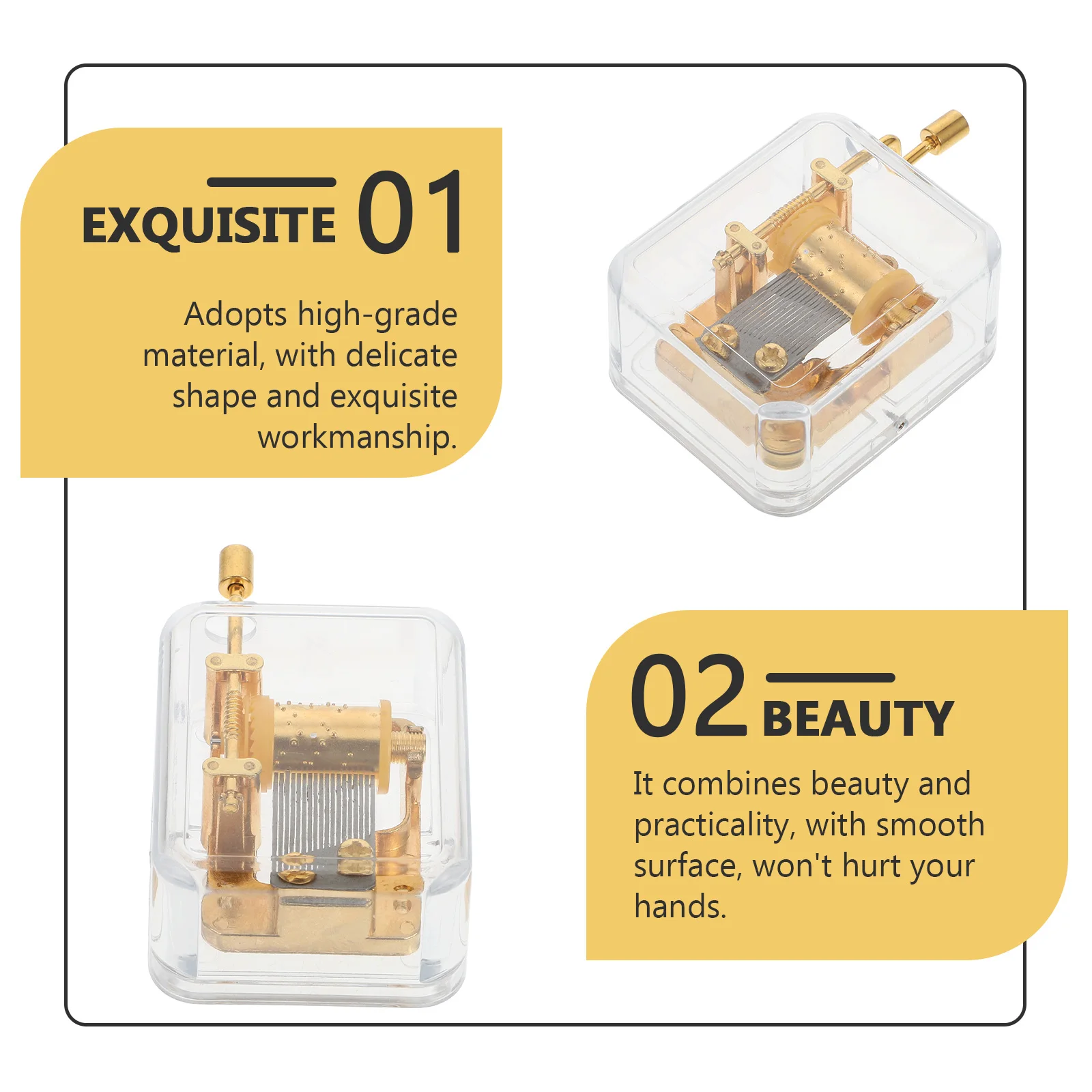 

1Pcs Hand-Cranked Music Box Acrylic Creative DIY Birthday Gift Desktop Decoration Clear Musical Sound Hand-Cranked Music Box