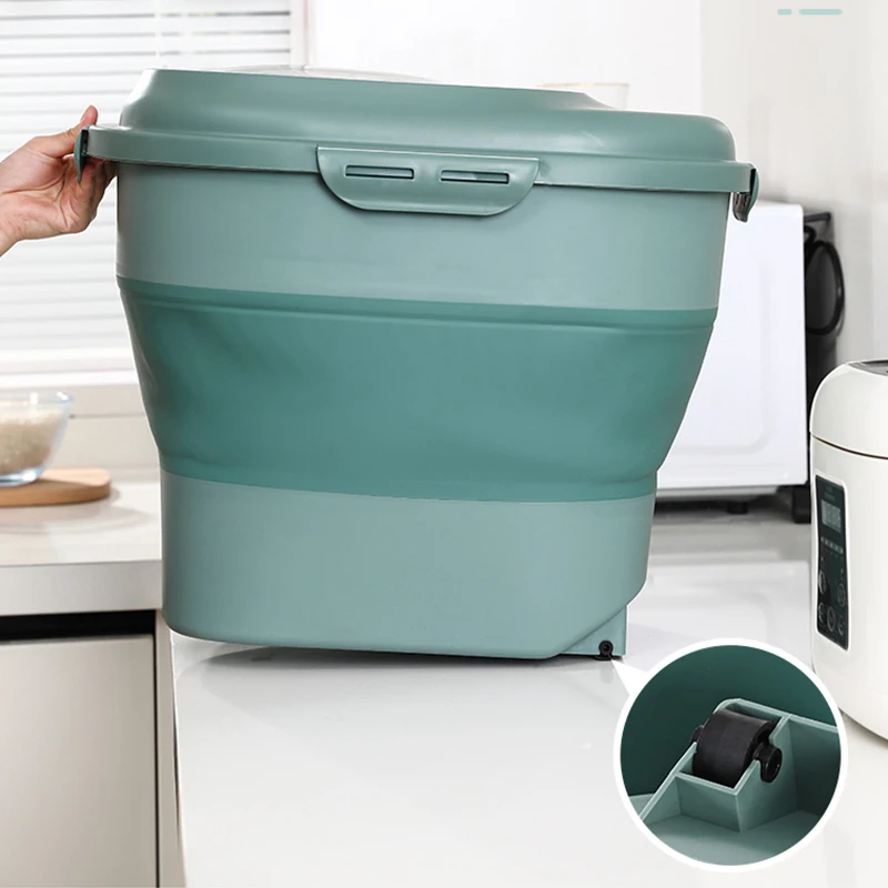 

Manufacturer Wholesale Foldable Portable Dog Pet Food Storage Container with Wheel