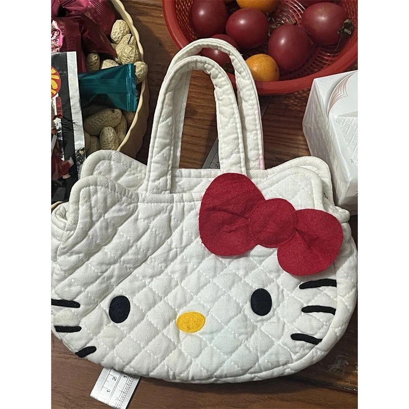 2024 Hello Kitty Shoulder Bag Kawaii Sanrio High-Capacity Shopping Bag Anime Student Kt Cat Storage Handbag for Girls Gift Toys