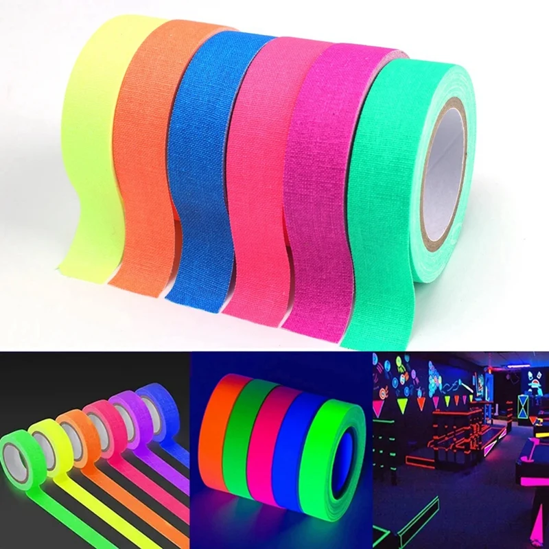 Nastri in cotone bagliore UV nastro per feste al Neon avvertimento di sicurezza nastro al Neon nastro UV puntelli da palcoscenico matrimonio casa