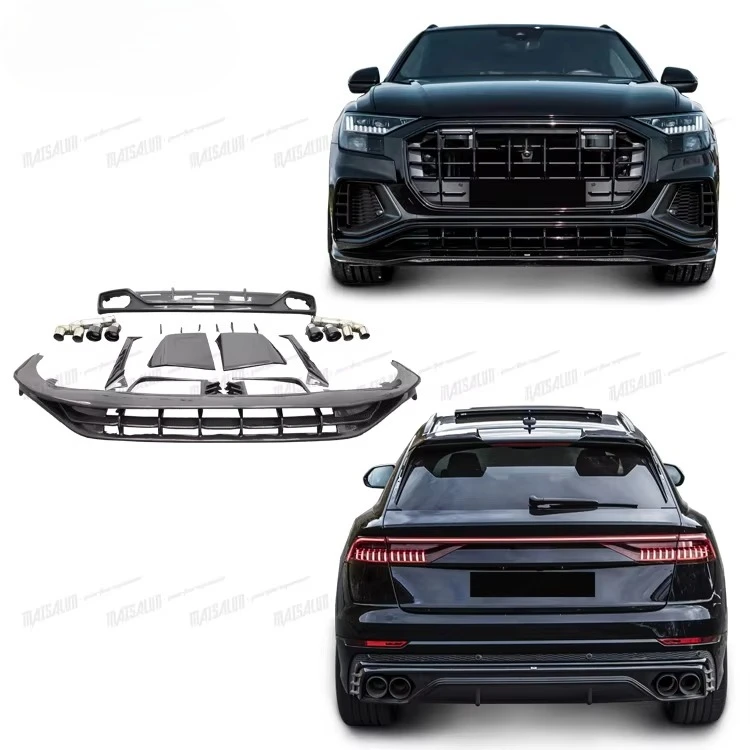 

Q8 new front lip rear diffuser spoiler upgraded bumper AB style carbon fiber body kit