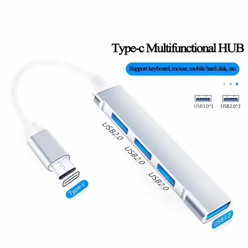 4-in-1 Aluminum 3.0hub, one pass 3.0. The rest 2.0usb split-tangent high-speed download