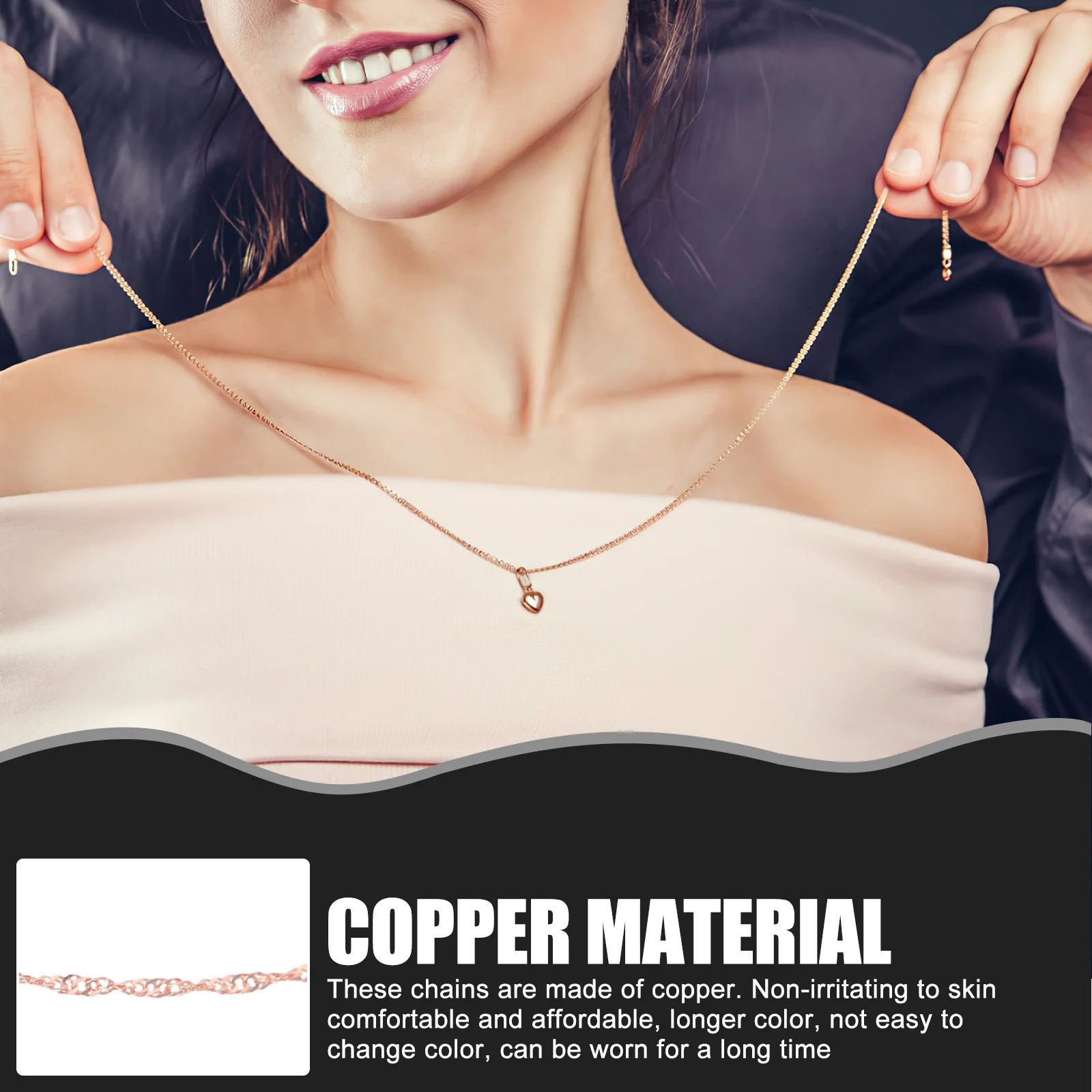Ensemble de colliers en or Rose, 6 pièces, pour la fabrication de bijoux, chaînes en cuivre pour femmes, chaînes de collier délicates, chaîne ras du cou