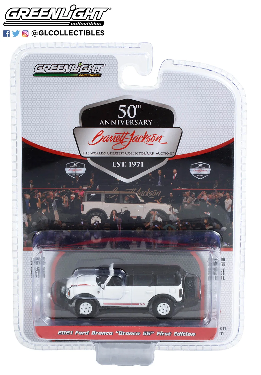 Greenlight 1:64 2021 Ford bronco bronco 66ของสะสมรุ่นแรกโลหะผสมหล่อตายของขวัญตกแต่งโมเดลรถยนต์