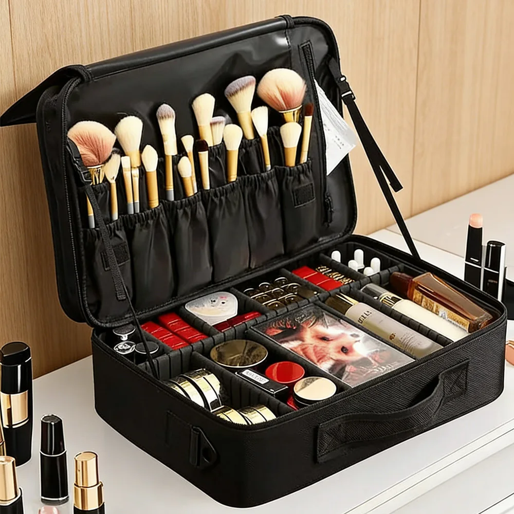 

Портативная многослойная косметичка большой вместимости с разделителями для визажистов