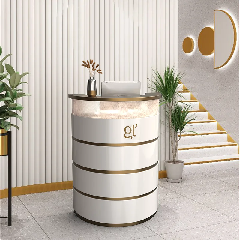 Beauty Light Luxury Reception Desks Semi-circular Reception Desks Modern Customization Office Furniture Военное ДелоZY40JDT