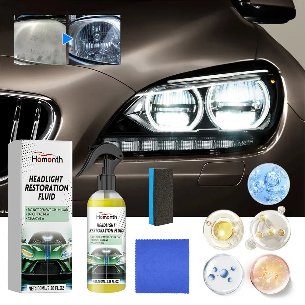 Kit de líquido de mantenimiento de renovación de faros, pulidor de faros, reparación de faros, limpiador líquido de pulido, accesorios para automóviles, 100ml